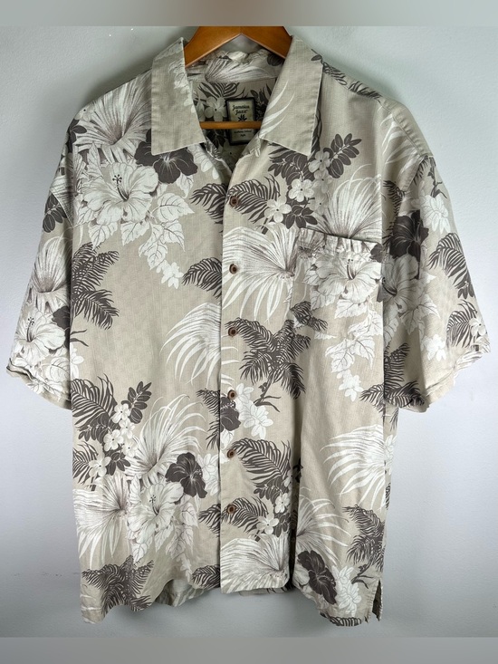 Jamaica Jaxx Other - Jamaica Jaxx Men’s Button Down Shirt Size XXL Tan Hawaiian Floral 100% Silk EUC